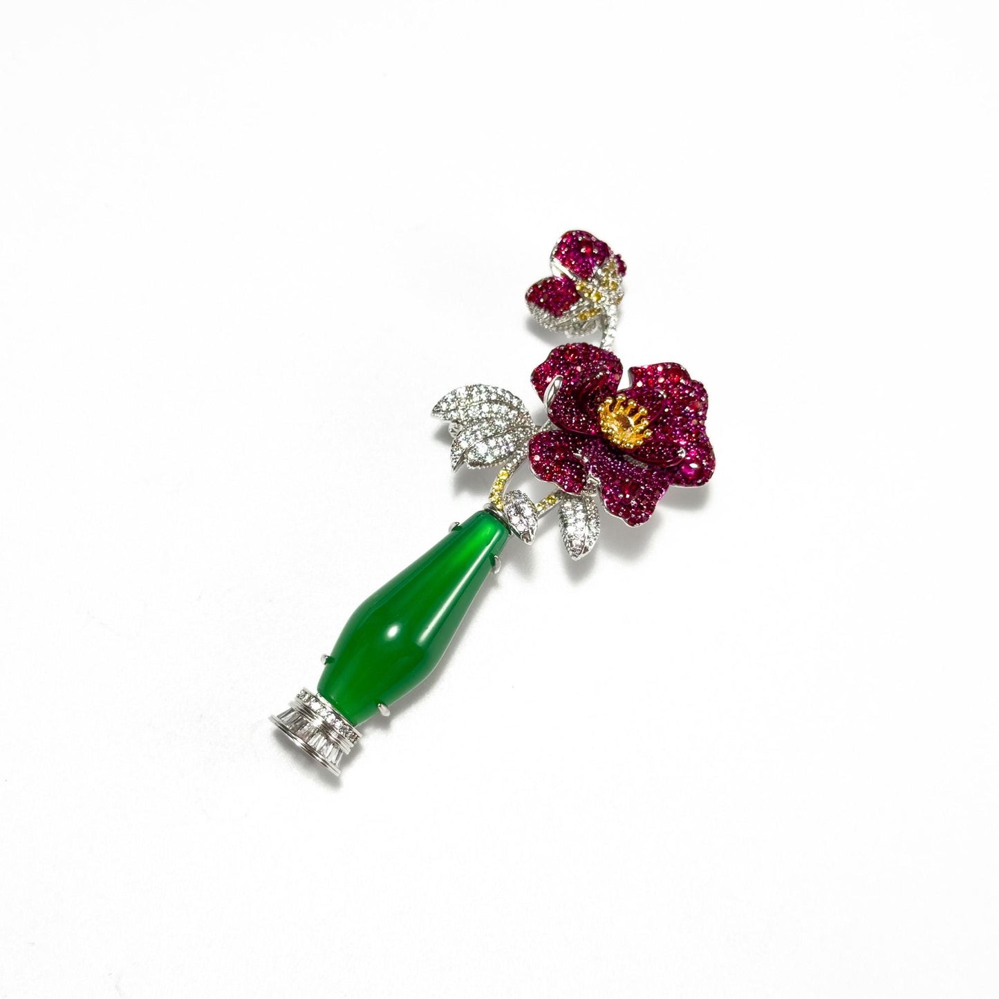 Green Vase Bouquet Brooch