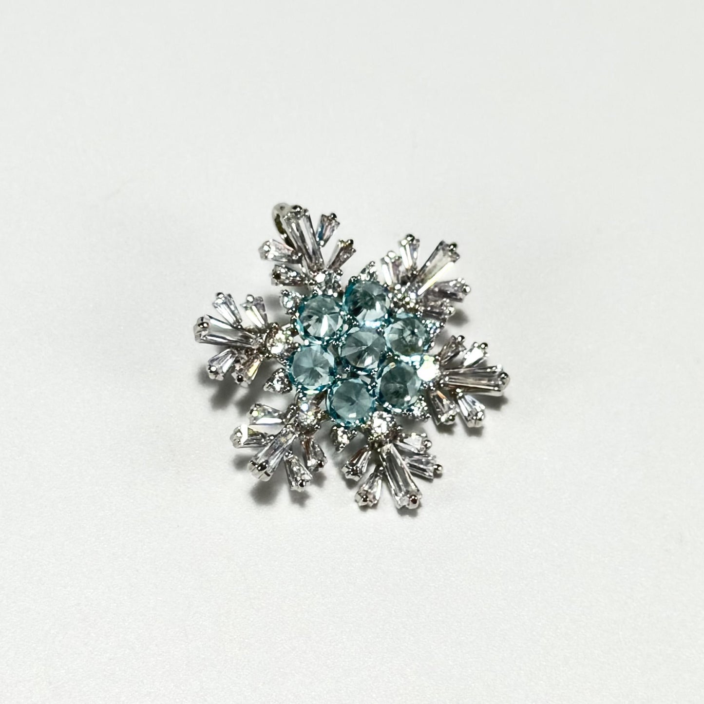 Blue Crystal Snowflake Brooch