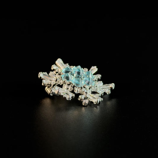 Blue Crystal Snowflake Brooch