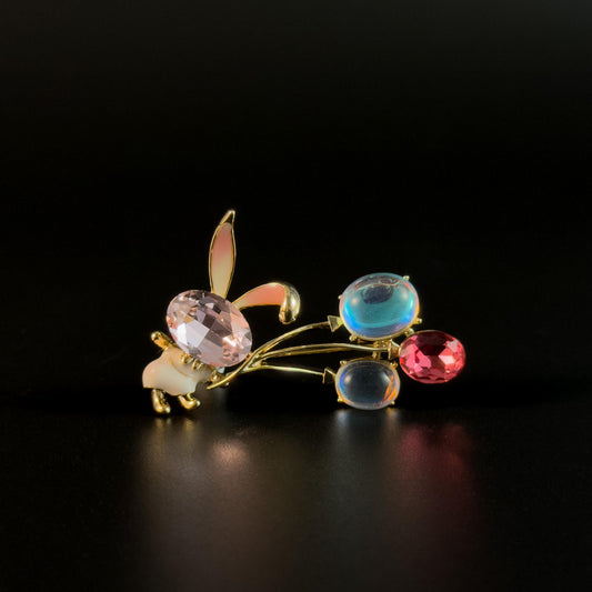 Balloon-Shaped Long-Eared Rabbit Brooch