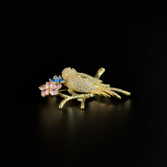 French-style plum blossom branch with a small bird