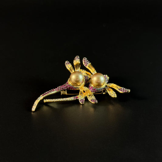 Two Pearl Dragonfly Brooches