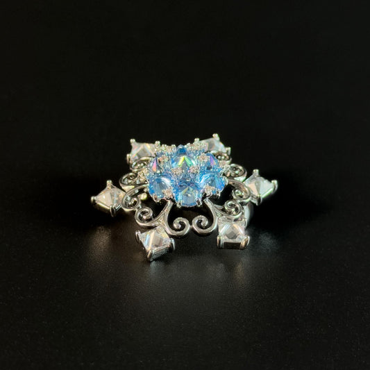 Blue Crystal Snowflake Brooch