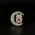 Pink Moon and Owl Brooch
