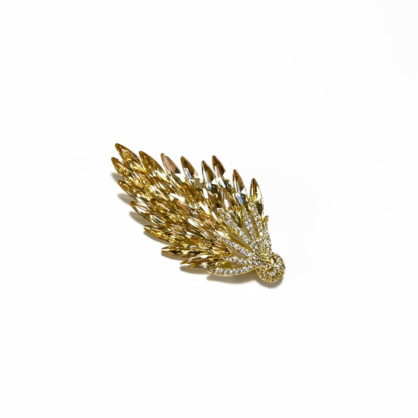 Crystal Feather Brooch