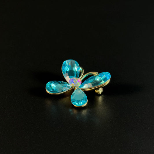 Lake Blue Crystal Butterfly Brooch