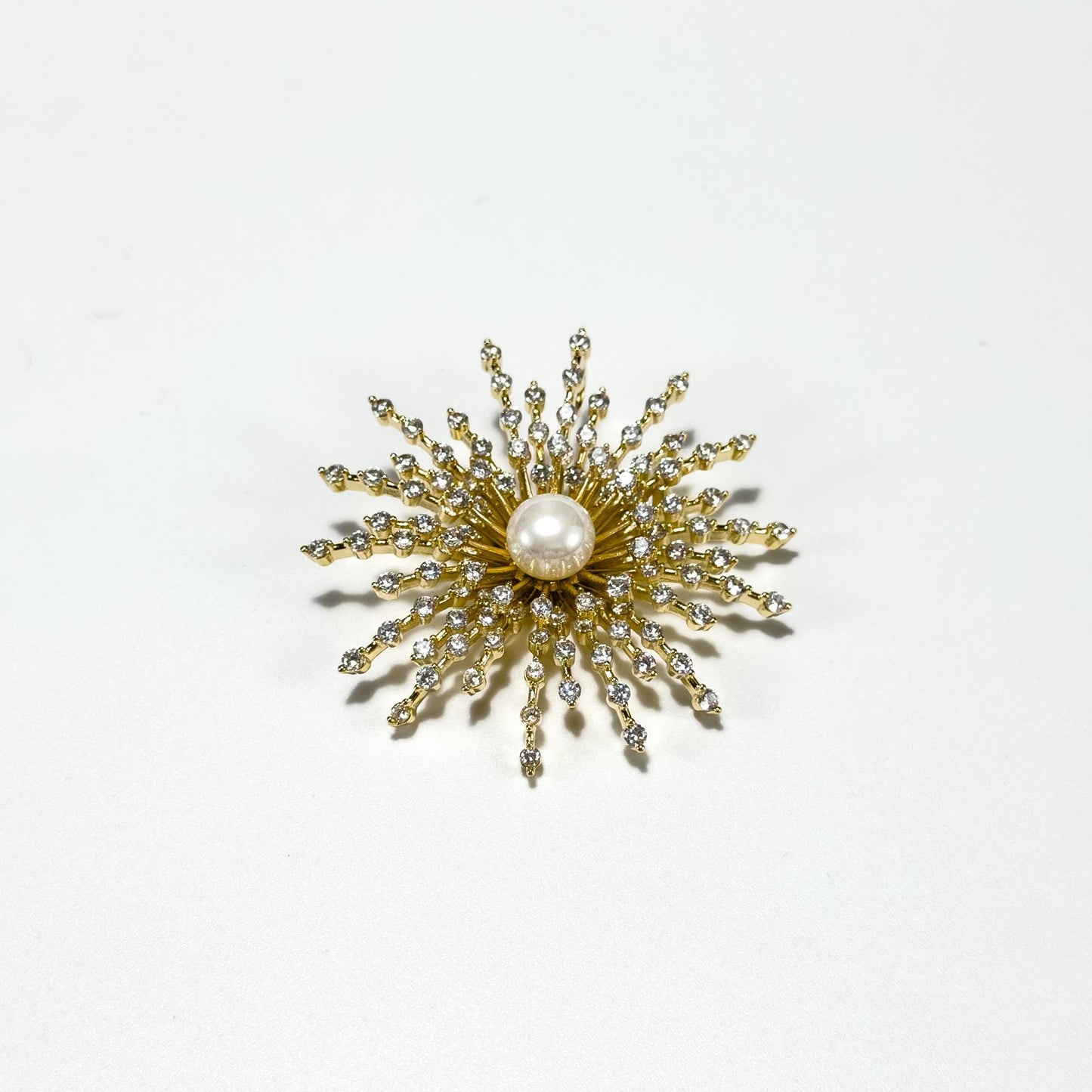 Golden Pearl Sunflower Brooch
