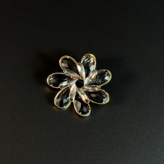 Grey Crystal Flower Brooch