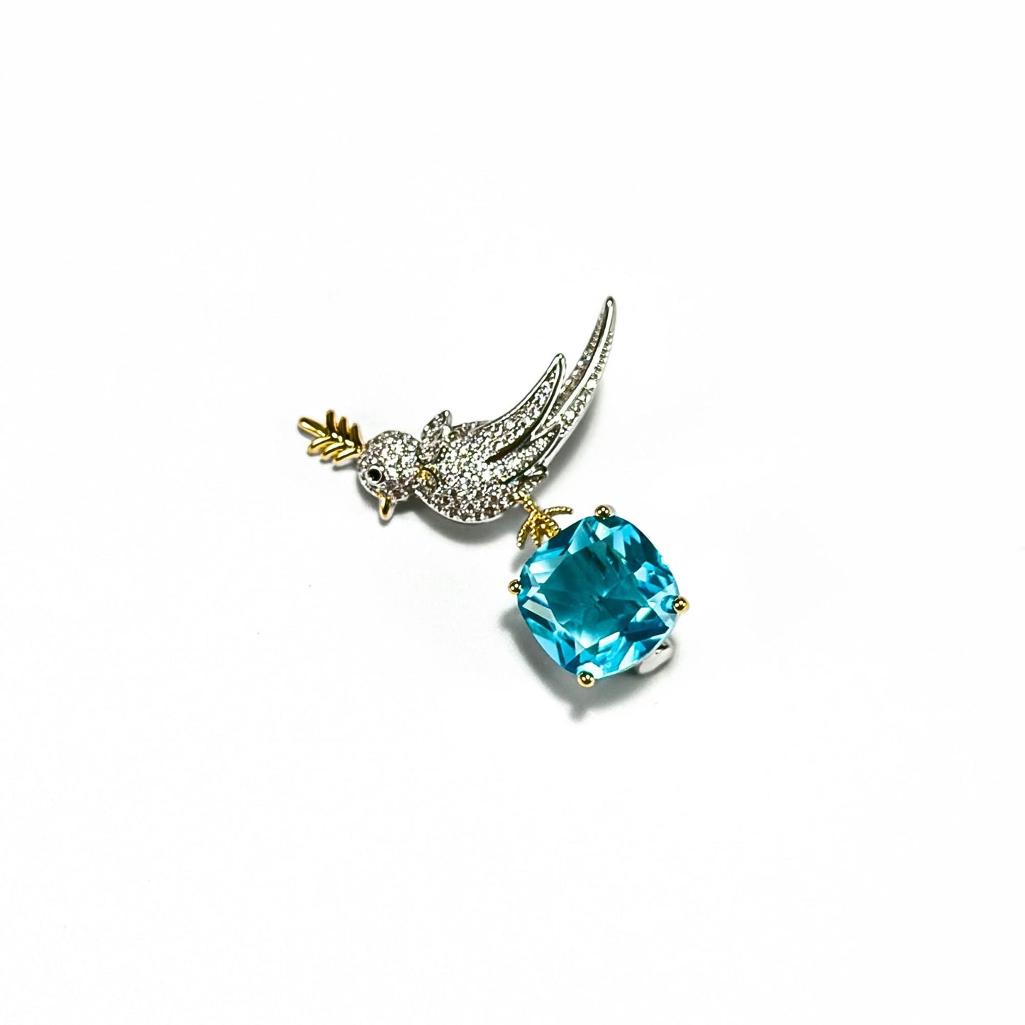 Sky Blue Zircon Bird Brooch