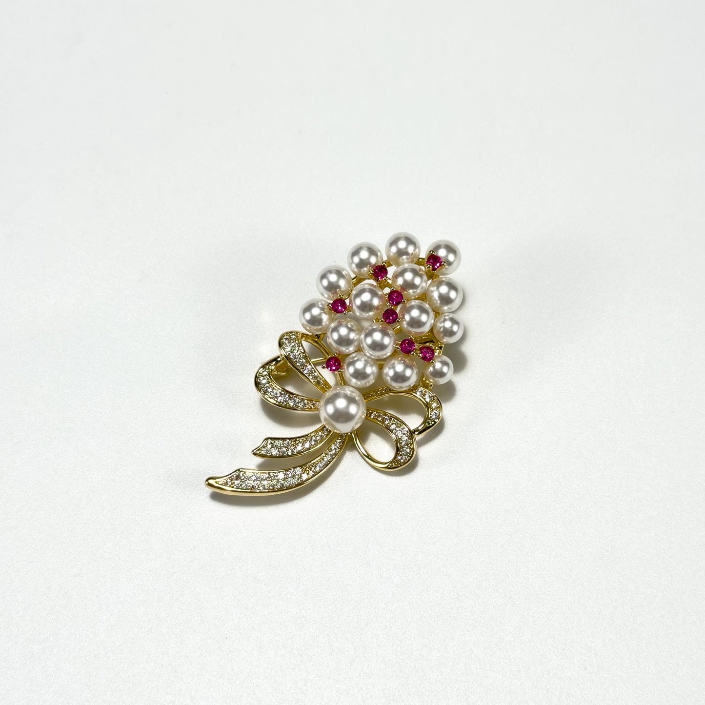 Pearl Bow Bouquet Brooch
