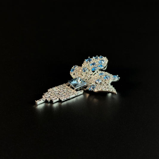 Butterfly Tassel Blue Topaz Brooch