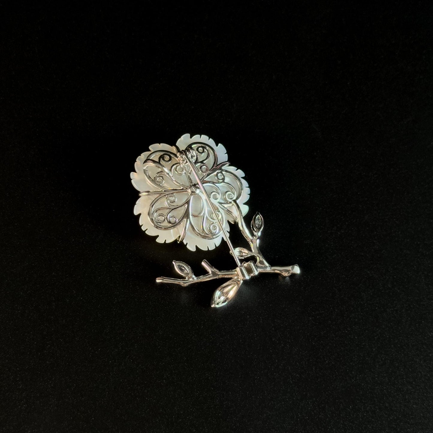 White Mother-of-Pearl Flower Brooch