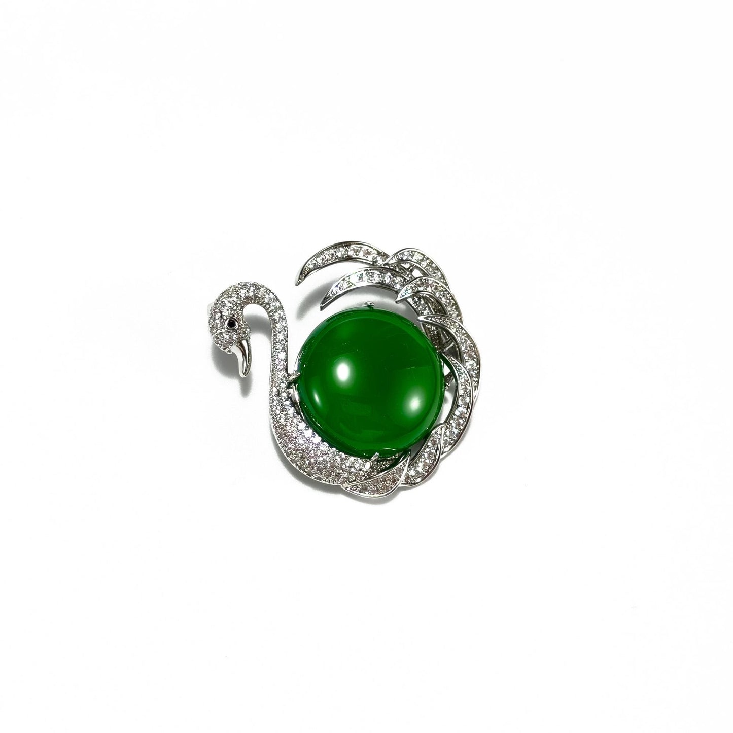 Emerald Swan Brooch