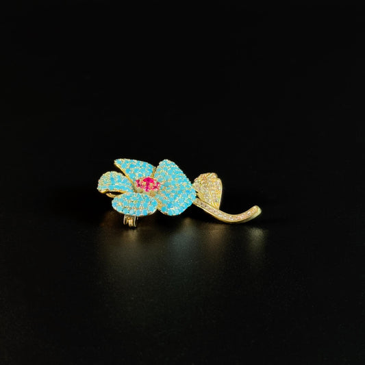 Blue Camellia Brooch