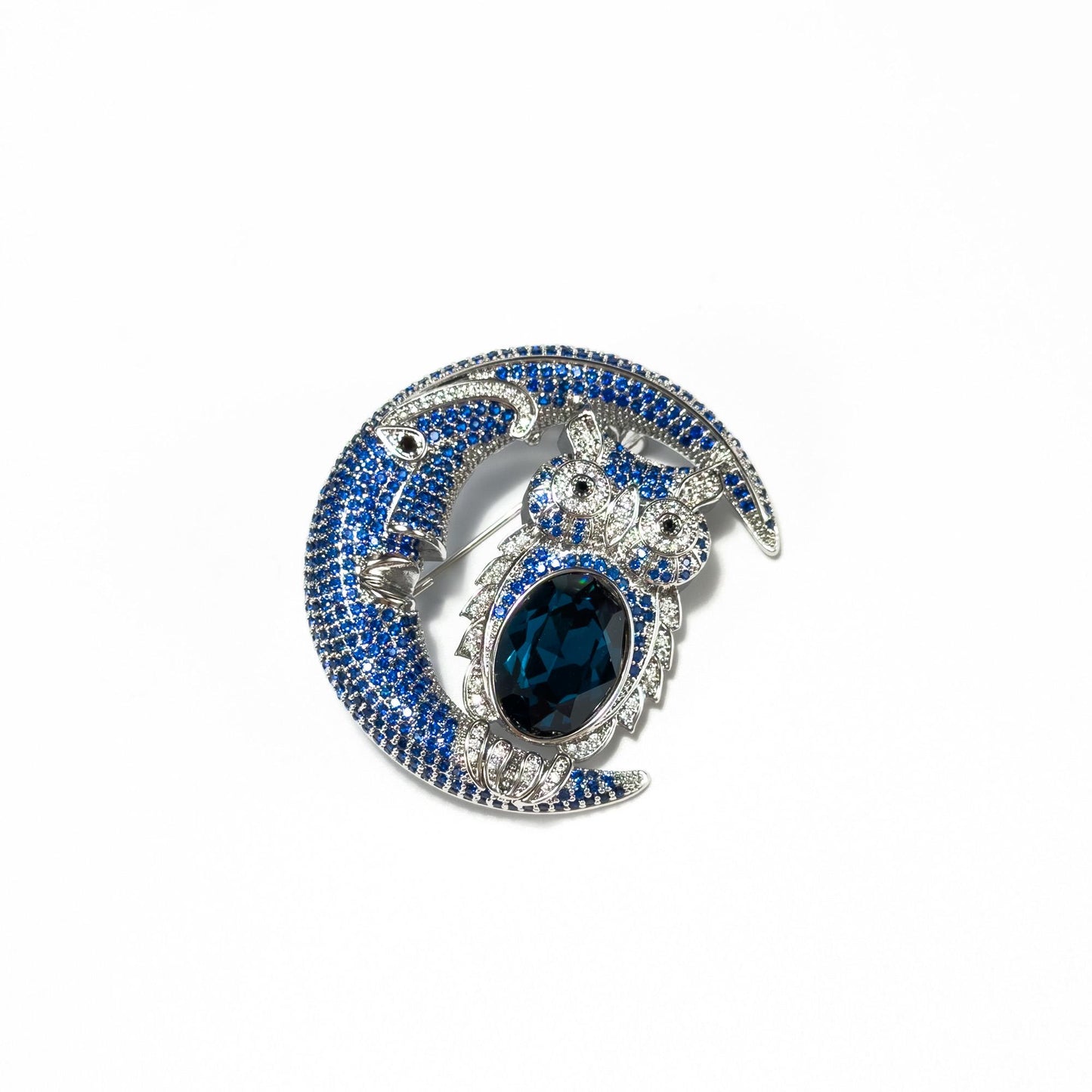 Moon and Owl Brooch