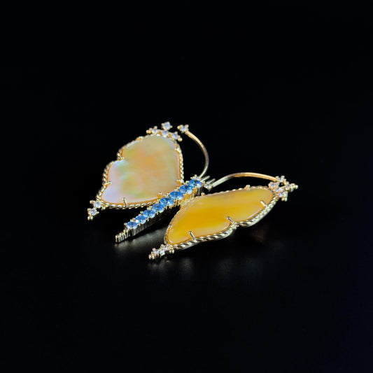French-Style Seashell Butterfly Brooch