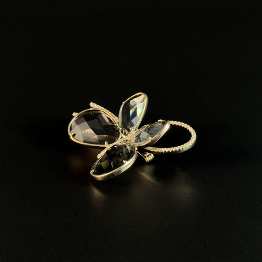 Grey Crystal Butterfly Brooch
