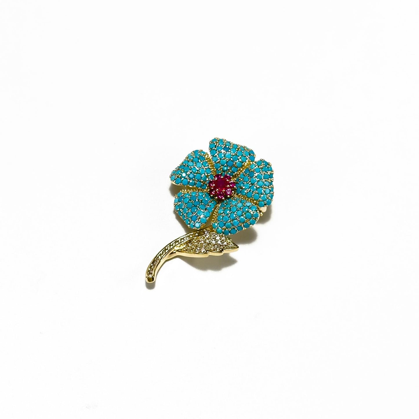 Blue Camellia Brooch