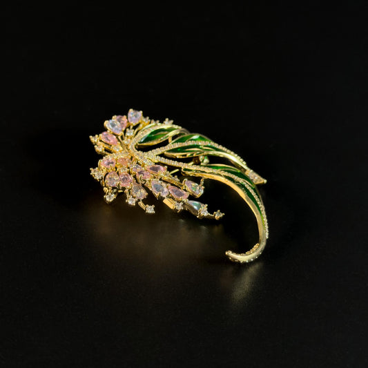 Amphimachus · Verdant Firework and Leaf Brooch