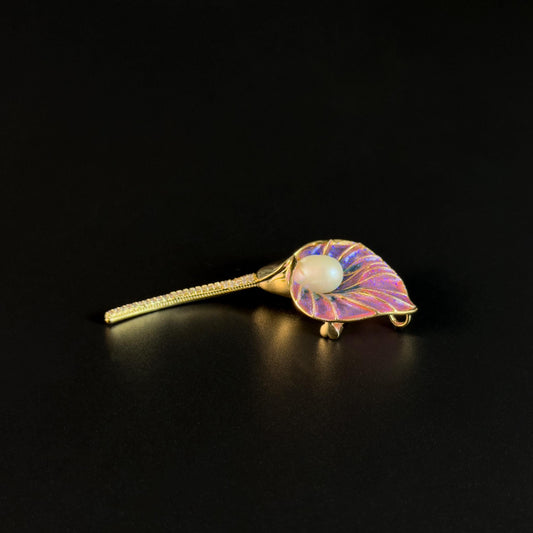 Talaus · Rose Enameled Calla Lily Brooch