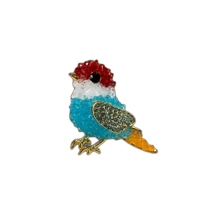 Adorable Colorful Crystal Bird Brooch