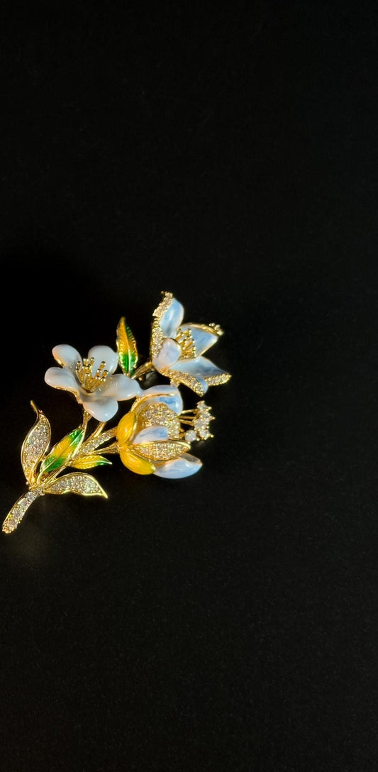 Anaxibia · Azure French Begonia Bouquet Brooch