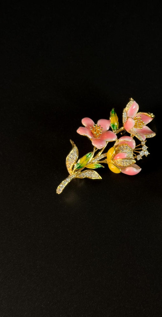 Anchinoe · Rose French Begonia Bouquet Brooch