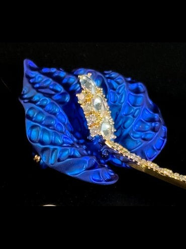 Luxury Blue Calla Lily Brooch