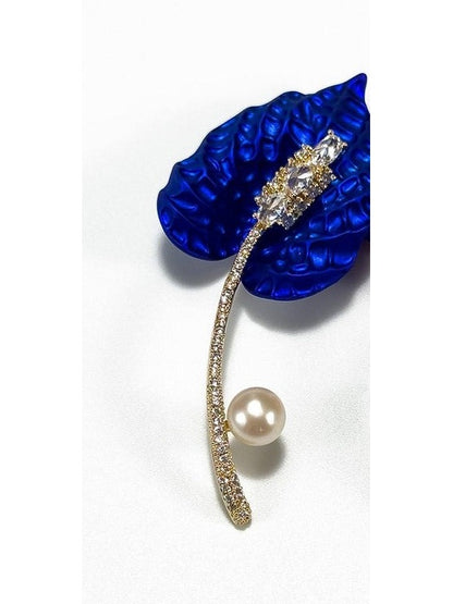 Luxury Blue Calla Lily Brooch