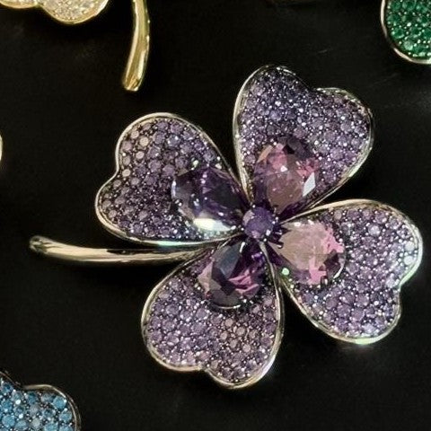 Aeetes · Violet Four-Leaf Clover Brooch