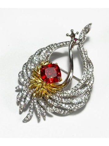 Silver Crown Swan Brooch