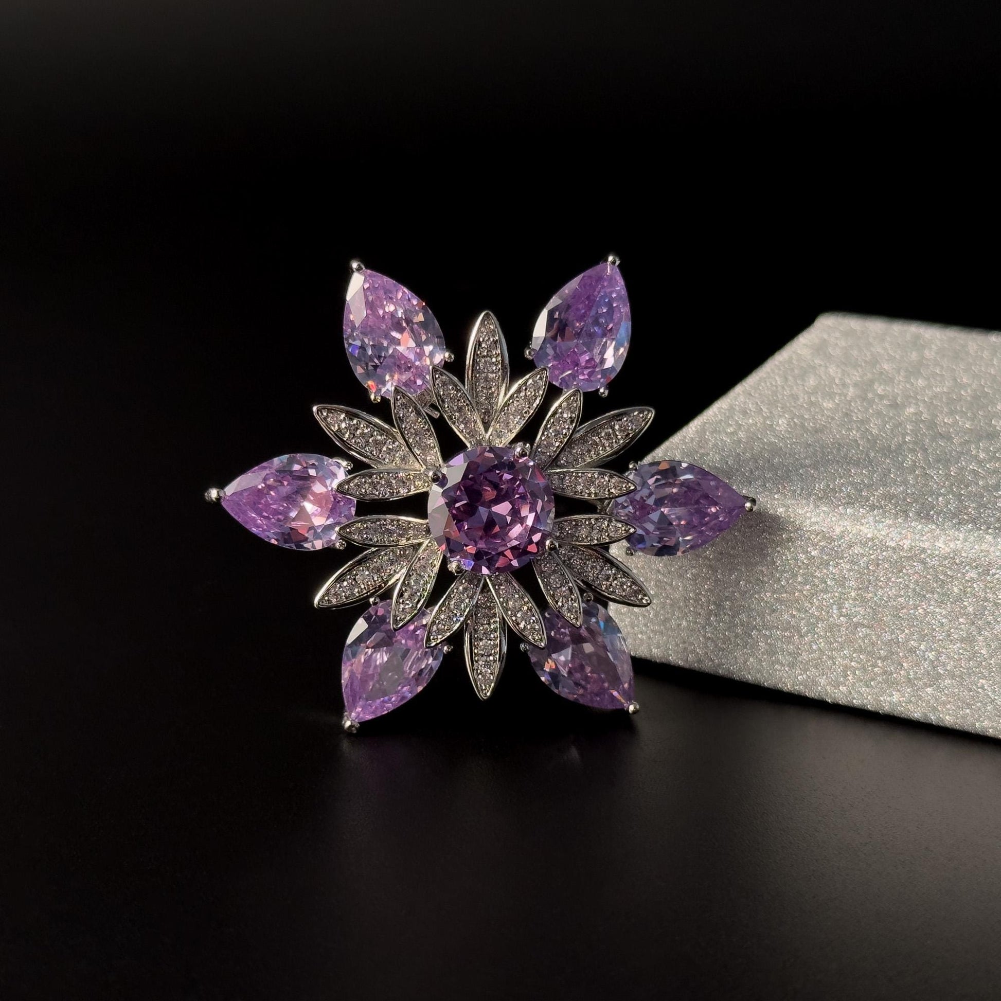 Amethyst Flower Brooch
