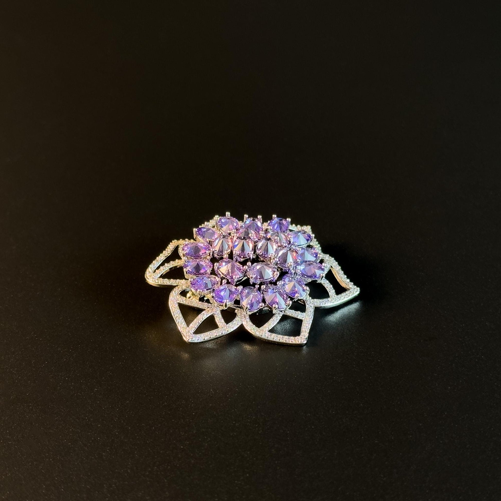 Purple Zircon Flower Brooch