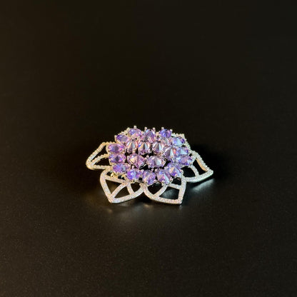 Purple Zircon Flower Brooch