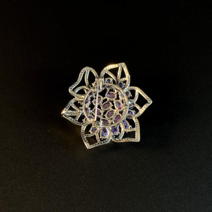 Purple Zircon Flower Brooch