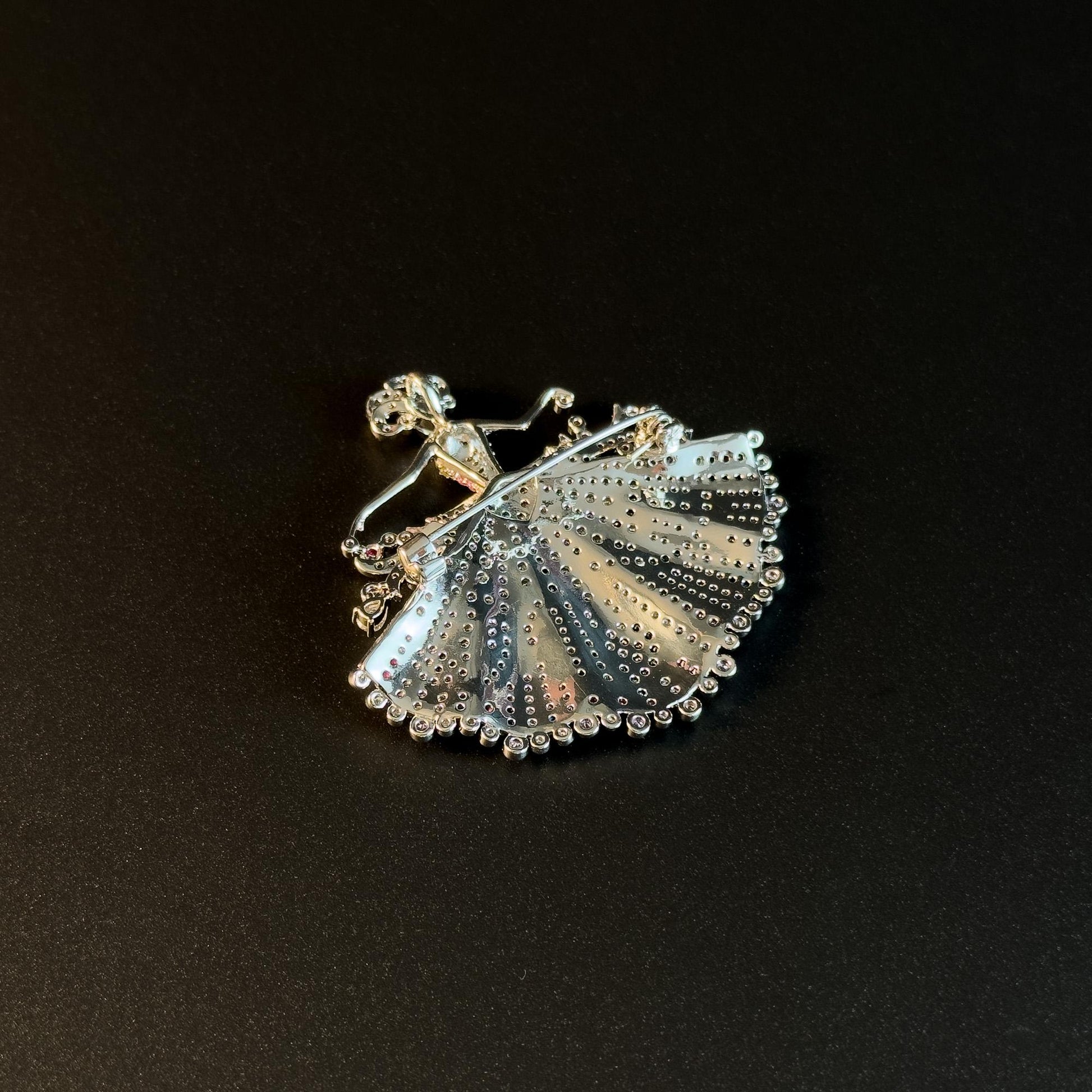Colored Diamond and Cubic Zirconia Ballerina Brooch
