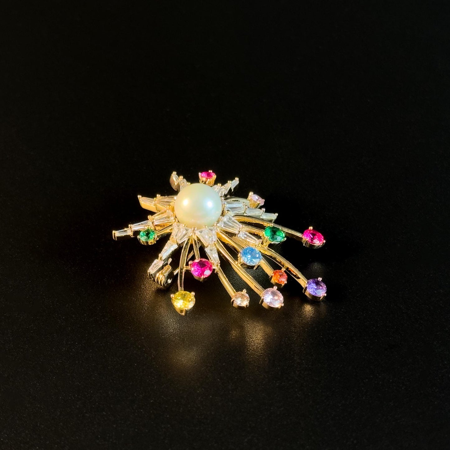 Colorful Pearl Rhinestone Brooch