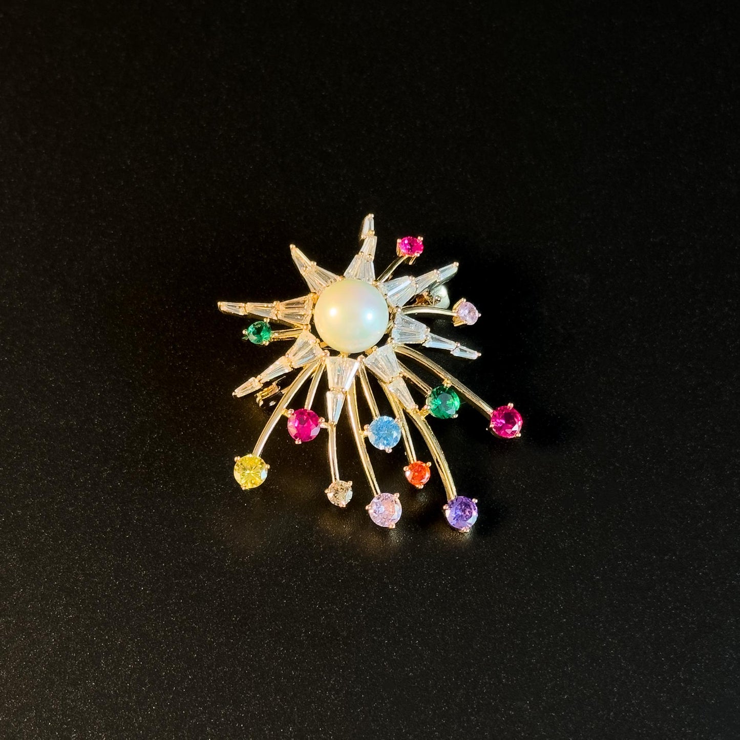 Colorful Pearl Rhinestone Brooch