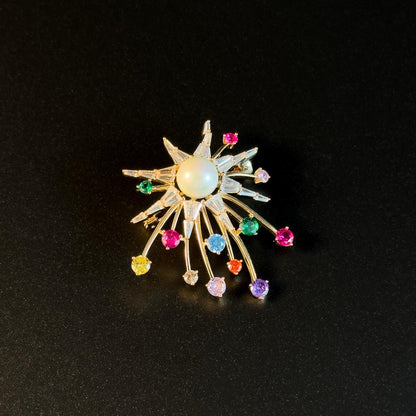 Colorful Pearl Rhinestone Brooch