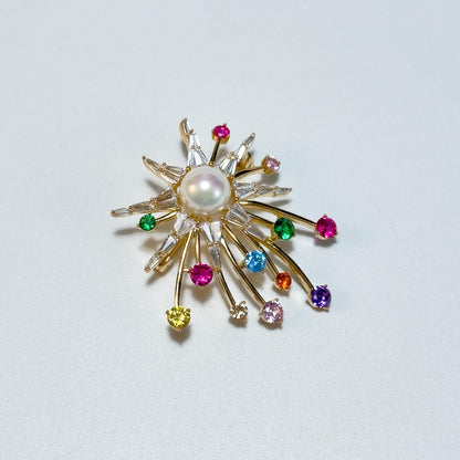 Colorful Pearl Rhinestone Brooch