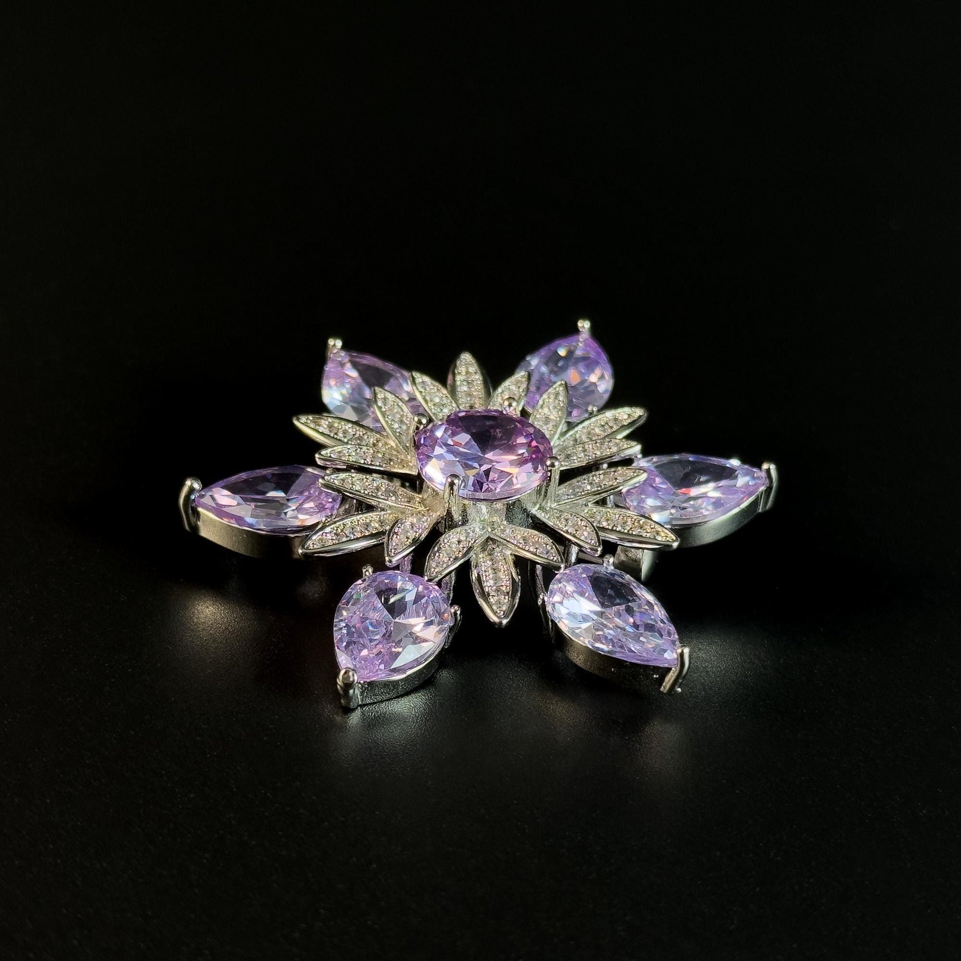 Amethyst Flower Brooch