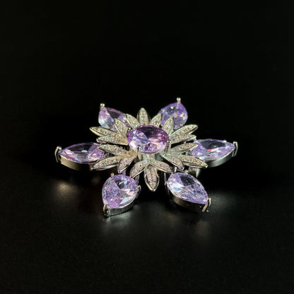 Amethyst Flower Brooch