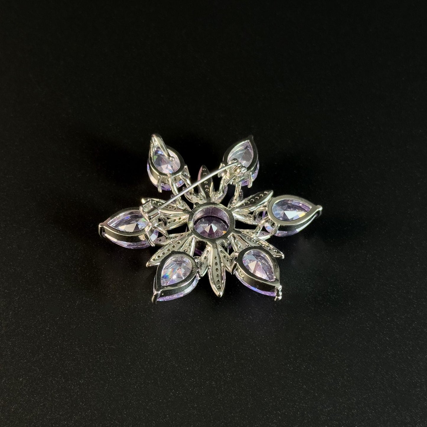 Amethyst Flower Brooch