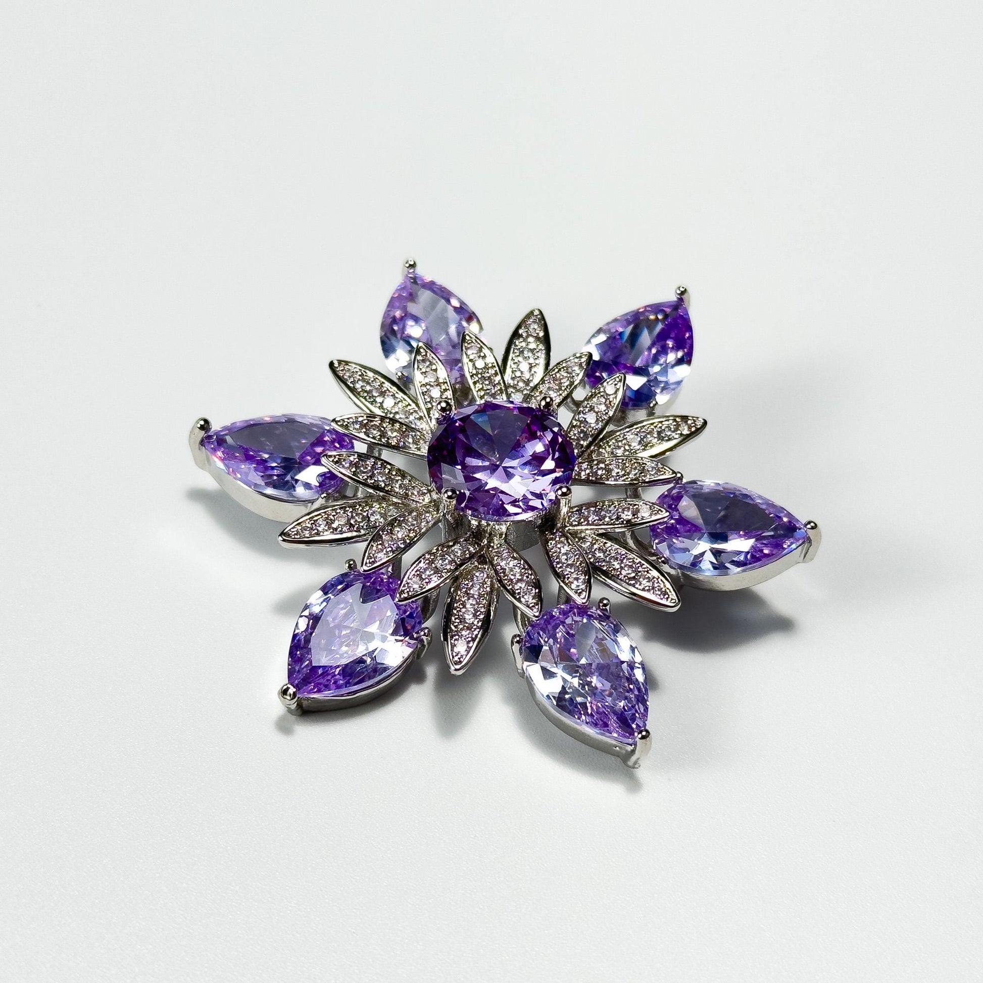 Amethyst Flower Brooch
