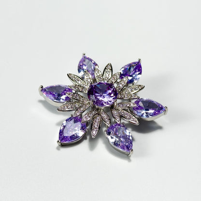 Amethyst Flower Brooch