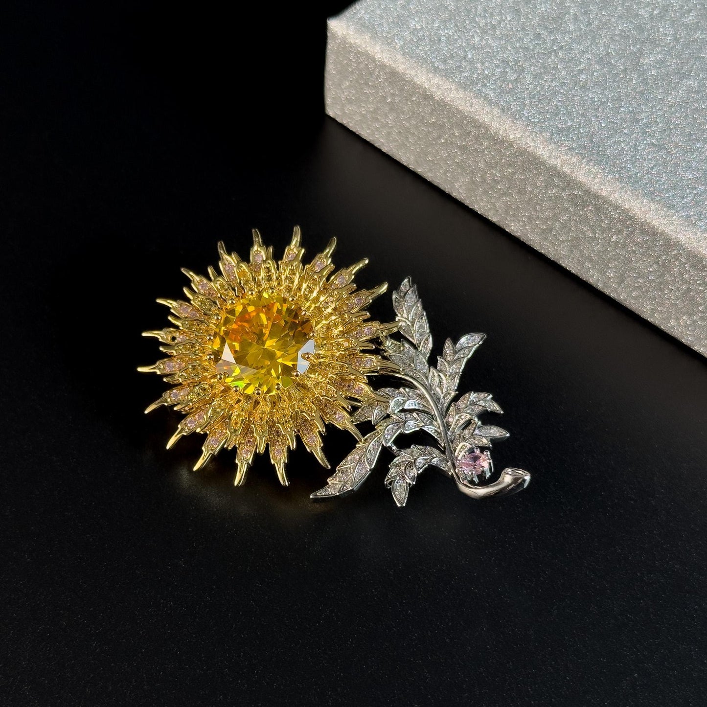 Rhinestone Sunflower Brooch
