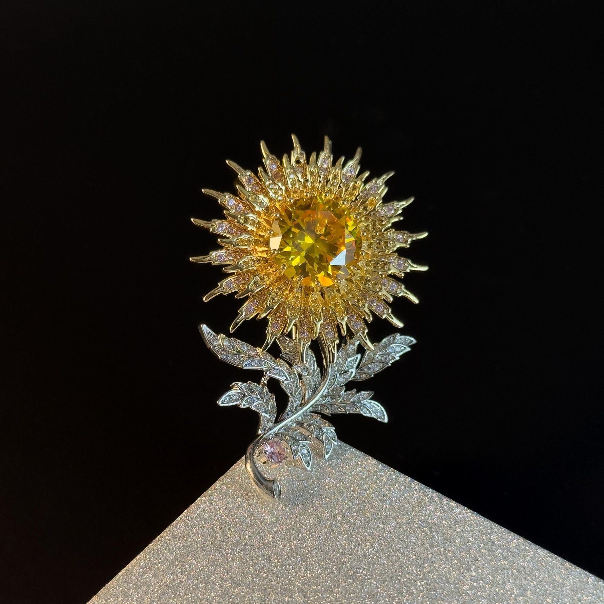 Rhinestone Sunflower Brooch