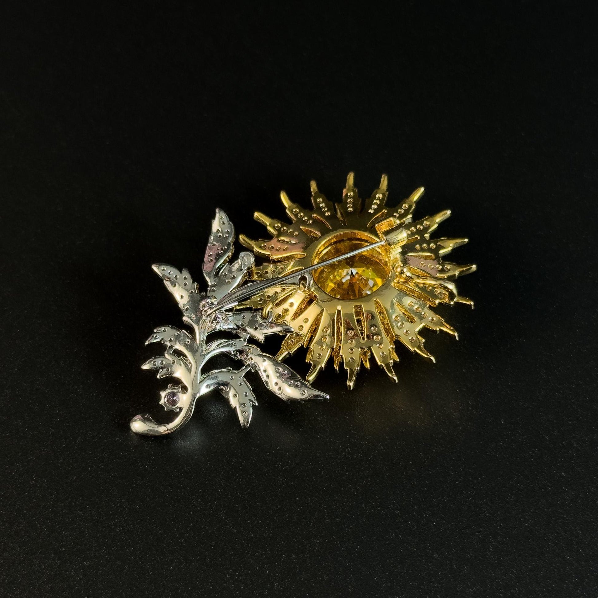 Rhinestone Sunflower Brooch