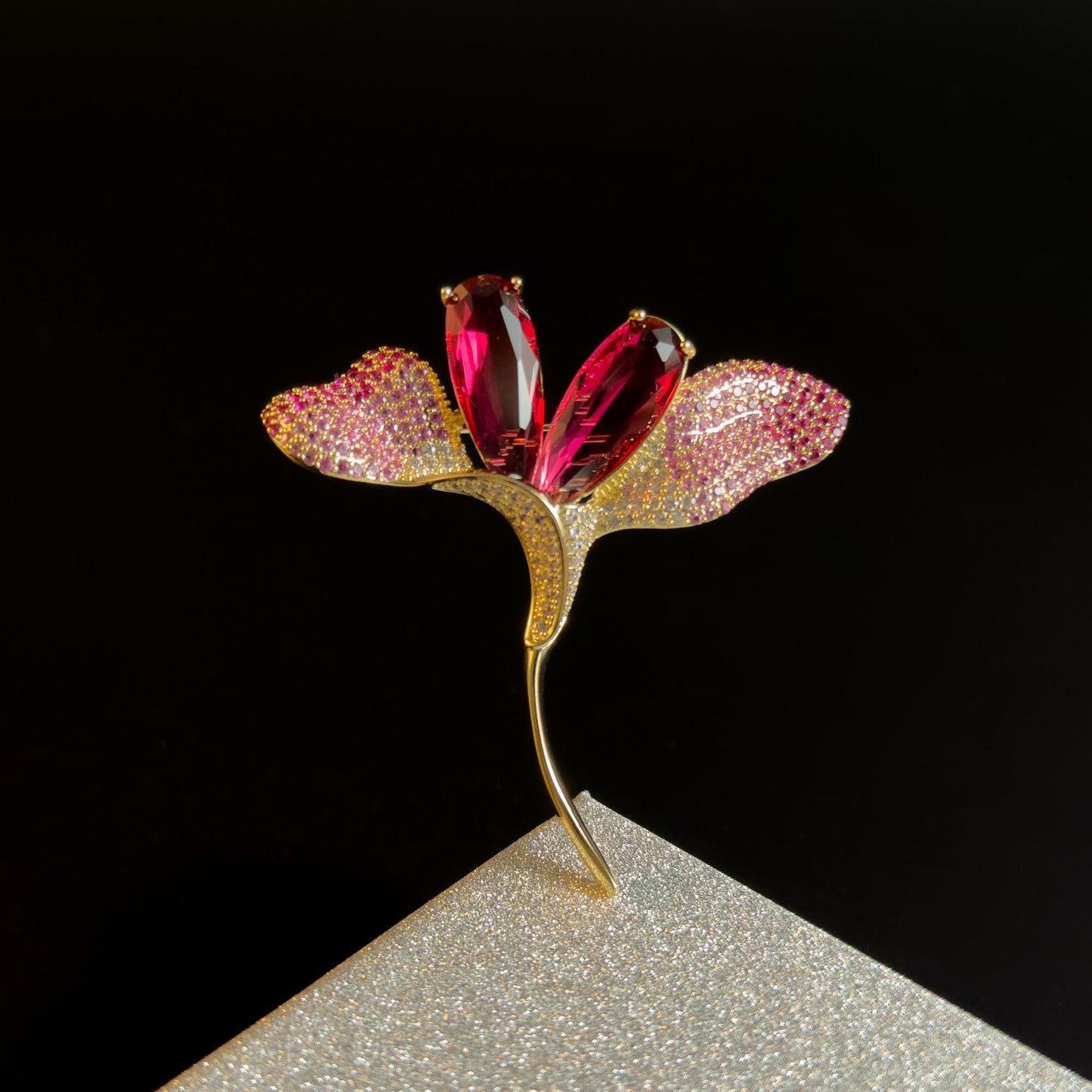Pink Zircon Flower Brooch
