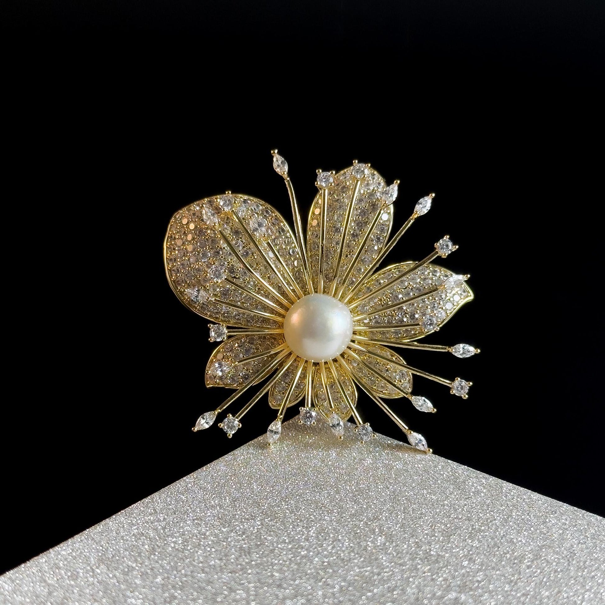 Gold Flower Brooch Pendant
